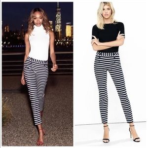 Express Blue Mid Rise Striped Sailor Ankle Pant